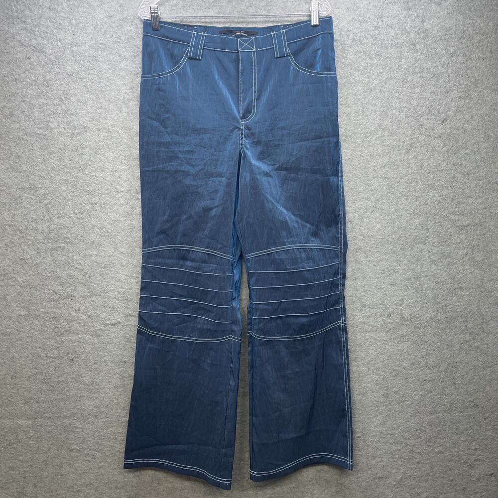 NEW Silence + Noise Iridescent Blue Cargo Moto Pants Y2K Cyber Rave Sz 12 Urban